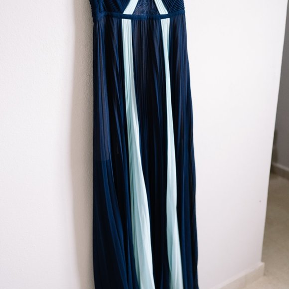 BCBG MAXAZRIA Maxi Pleated Evening Gown with Subtle Transparencies - Size 6 - Picture 3 of 13